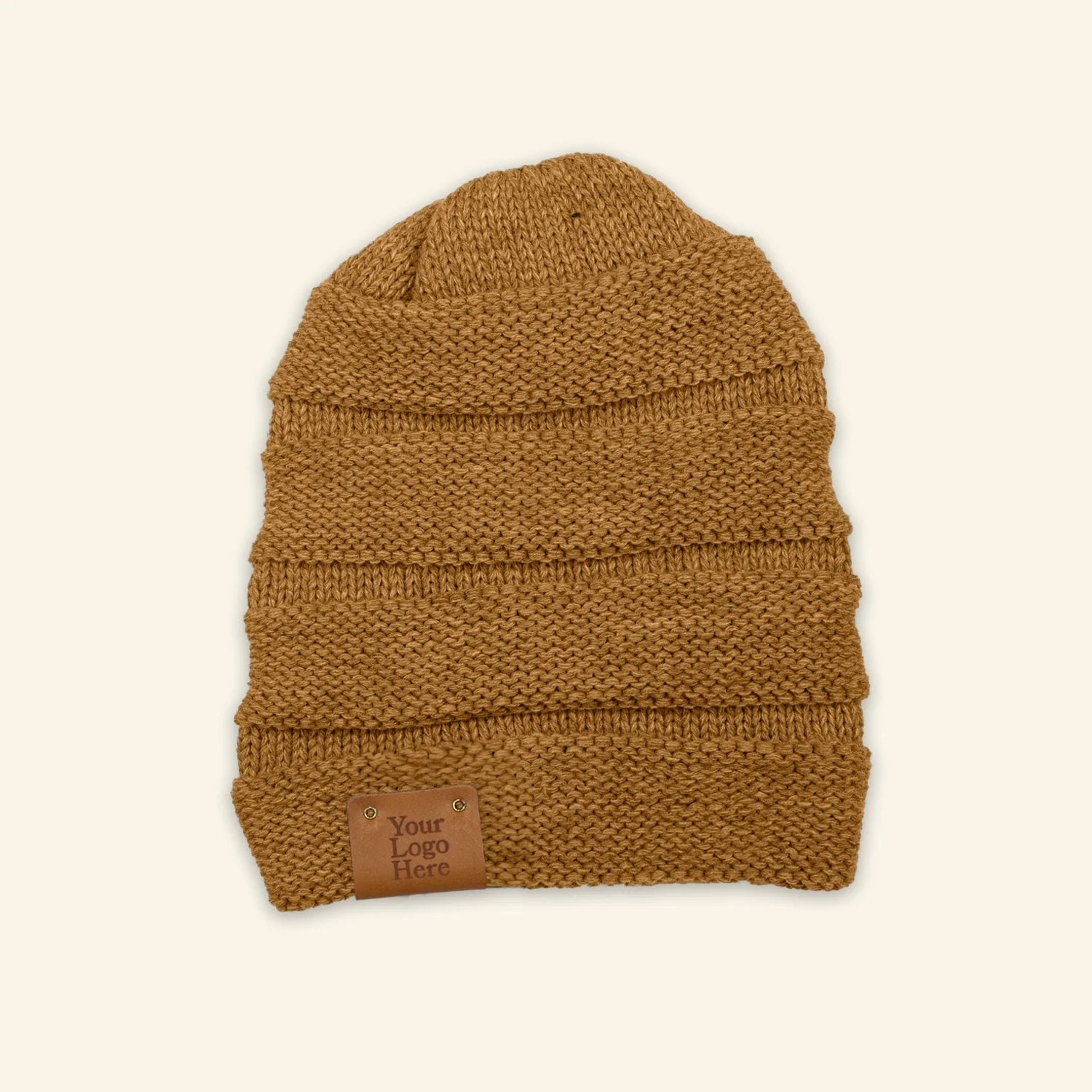 Leather Patch Beanies (Riveted foldover patch) Add your custom