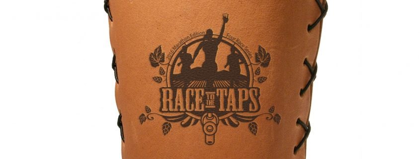 race to the taps leather pint sleeve