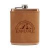 8 oz Copper Plated Stainless Flask with Leather Wrap: Explore