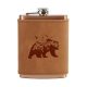 8 oz Copper Plated Stainless Flask with Leather Wrap: Mountain Bear