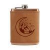 8 oz Copper Plated Stainless Flask with Leather Wrap: Mountains & Moon