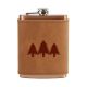 8 oz Copper Plated Stainless Flask with Leather Wrap: Pine Trees