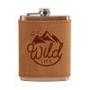 8 oz Copper Plated Stainless Flask with Leather Wrap: Wild Life