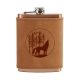 8 oz Copper Plated Stainless Flask with Leather Wrap: Howling Wolf