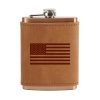 8 oz Copper Plated Stainless Flask with Leather Wrap: American Flag