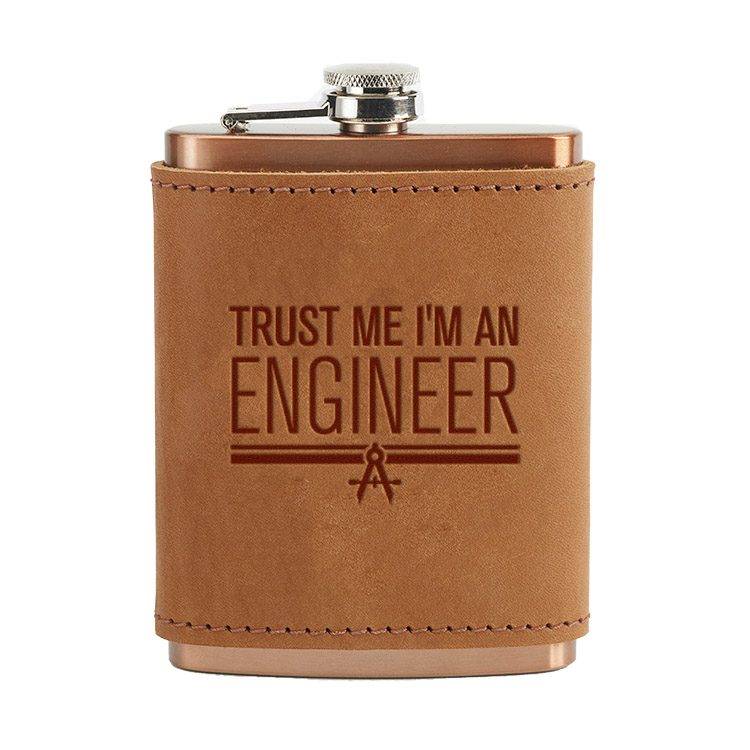 8 oz Copper Plated Stainless Flask with Leather Wrap: Trust Me ... Engineer