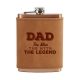 8 oz Copper Plated Stainless Flask with Leather Wrap: Dad - Man, Myth, Legend
