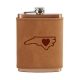 8 oz Copper Plated Stainless Flask with Leather Wrap: NC Heart