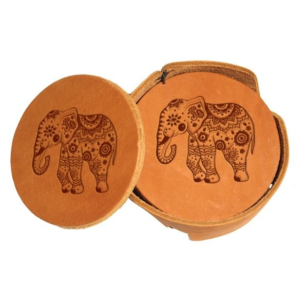 Round Coaster Set: Elephant Mandala