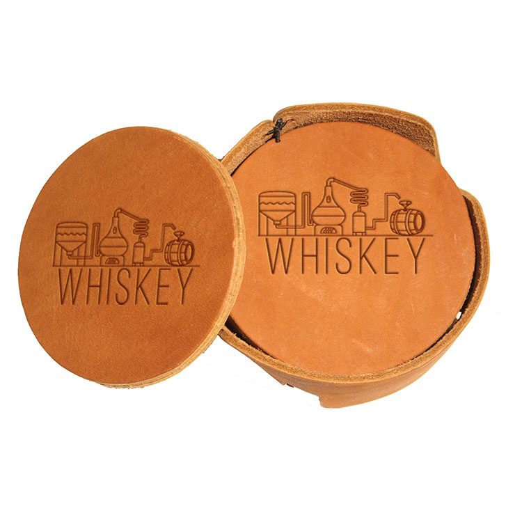 Round Coaster Set: Whiskey