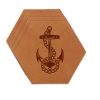 Hex Coaster Set of 4 with Strap: Anchor