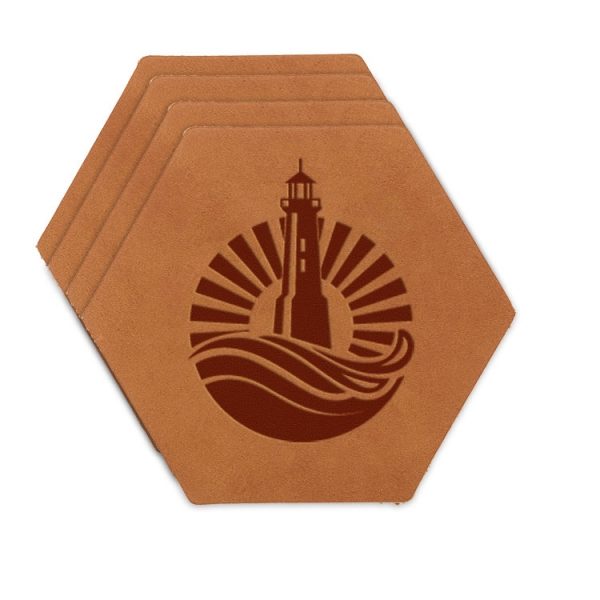 Hex Coaster Set of 4 with Strap: Light House