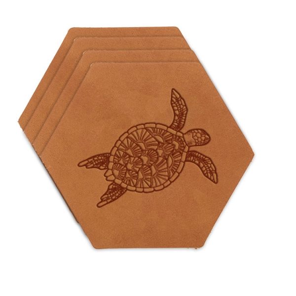 Hex Coaster Set of 4 with Strap: Sea Turtle
