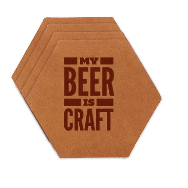 Hex Coaster Set of 4 with Strap: My Beer is Craft