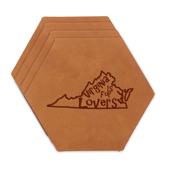 Hex Coaster Set of 4 with Strap: VA is for Lovers