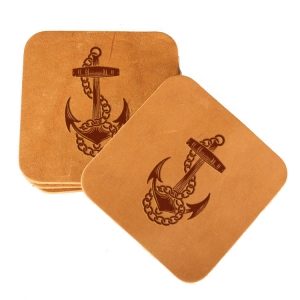 Square Coaster Set of 4 with Strap: Anchor