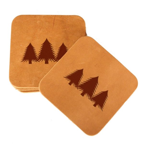 Square Coaster Set of 4 with Strap: Pine Trees