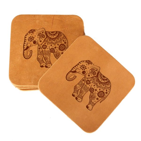 Square Coaster Set of 4 with Strap: Elephant Mandala