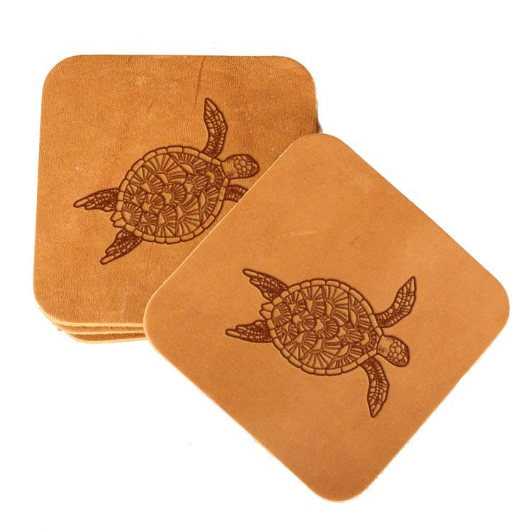 Square Coaster Set of 4 with Strap: Sea Turtle