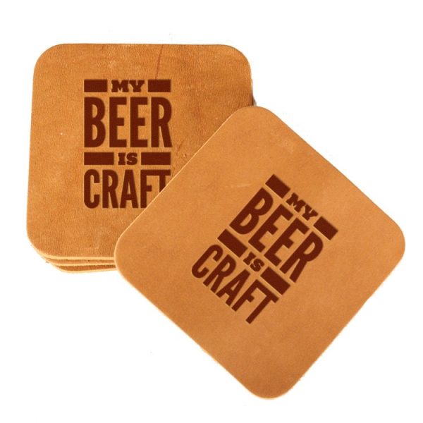 Square Coaster Set of 4 with Strap: My Beer is Craft
