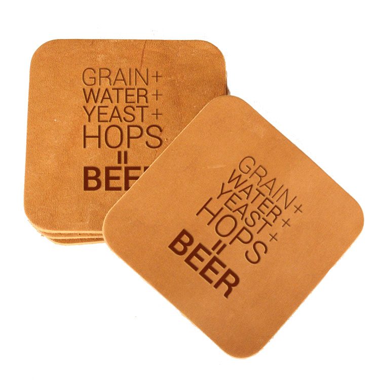 Square Coaster Set of 4 with Strap: Beer Ingredients