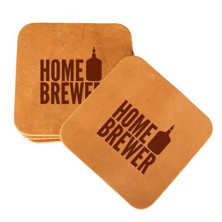 Square Coaster Set of 4 with Strap: Home Brewer