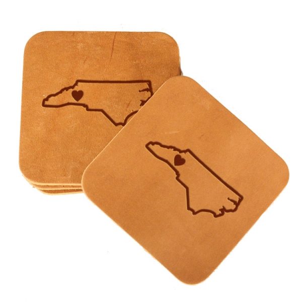 Pick-A-State Leather Square Coaster Set