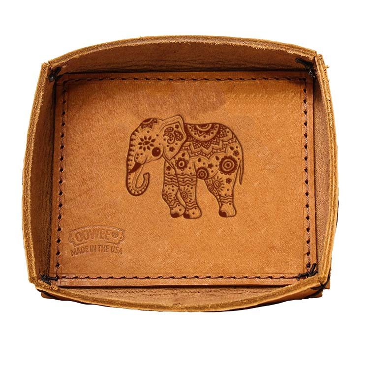 Leather Desk Tray: Elephant Mandala