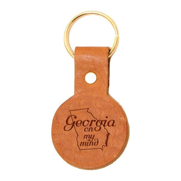 Georgia-Mind Round Leather Keychain