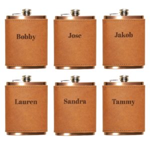 8-oz Copper Plated Flask with Wrap Set of 6