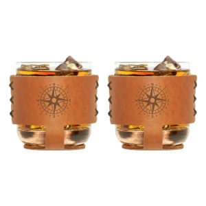 9oz Rocks Sleeve Set of 2 with Glasses: Compass Rose
