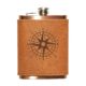 8 oz Copper Plated Stainless Flask with Leather Wrap: Compass Rose