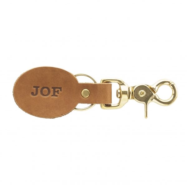 Personalized Oval Leather Keychain; Add Initials