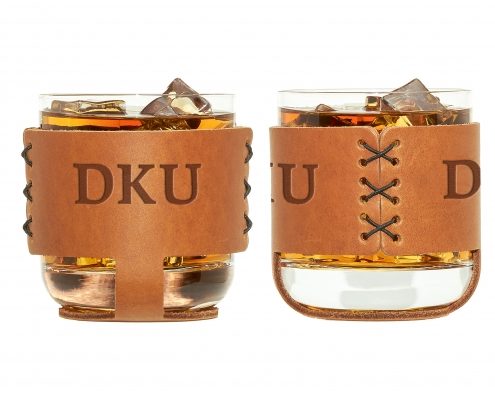 Personalized Leather Rocks-Glass Holders
