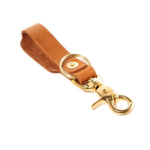 American Flag Leather Keychain with Brass or Black Zinc Hardware