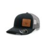 Leather Patch Trucker Hat; Black/Charcoal; Pick a Logo