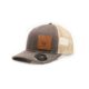 Leather Patch Trucker Hat; Brown and Khaki; Pick Your Logo
