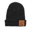 Leather Patch Charcoal Beanie; Pick Your Logo