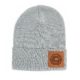 Leather Patch Heather-Grey Beanie; Pick Your Logo