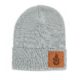 Leather Patch Heather-Grey Beanie; Pick Your Logo