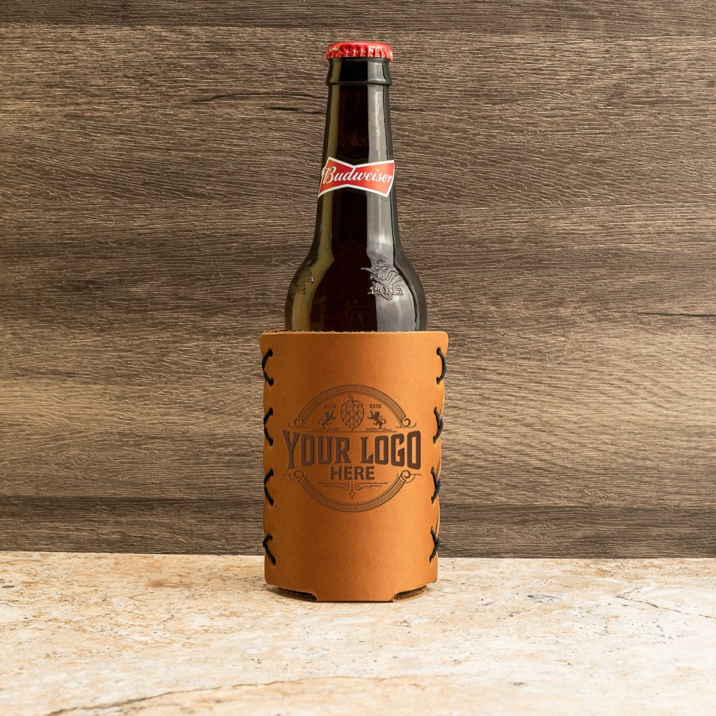 Add-Your-Logo Leather Bottle Holder