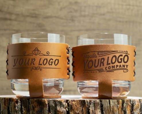 Add-Your-Logo Leather Rocks-Glass Holders