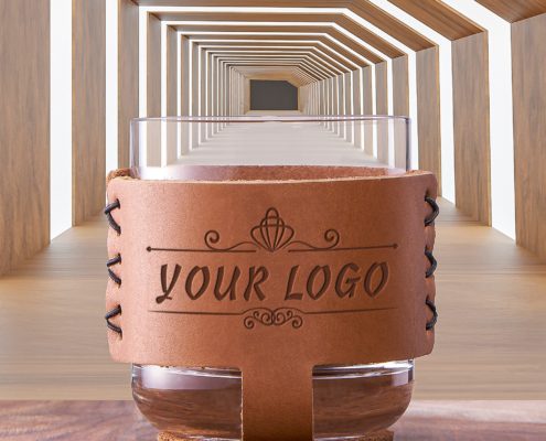 Add-Your-Logo Leather Rocks-Glass Holders