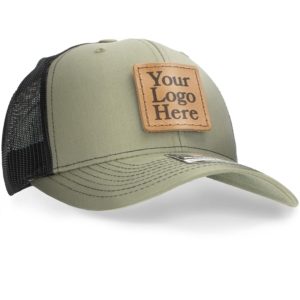 Custom Leather Patch on Richardson 112 Trucker Hat