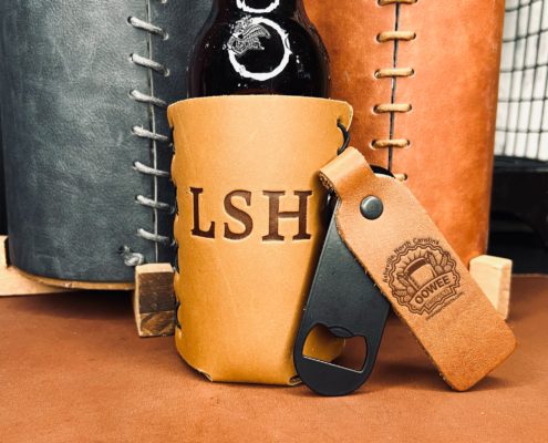 Personalized Leather Bottle Holder