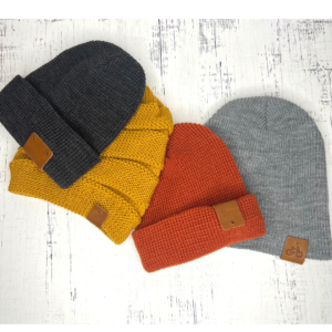 Custom Riveted Leather Patch Beanies