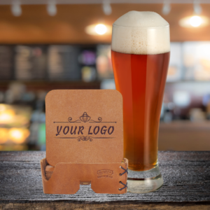 Add-Your-Logo Leather Square Coaster Set