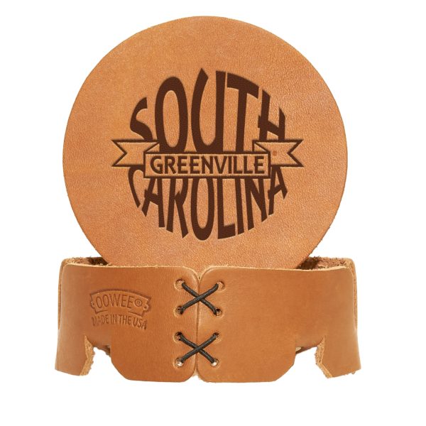Pick-A-State Leather Round Coaster Set