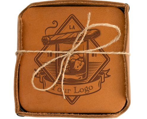Add Your Design Square Leather Coaster Sets