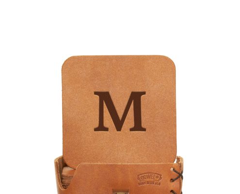 Personalized Leather Square Coaster Set